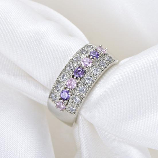 Yousheng Alloy Women Ring Electroplating Inlaid Faux Crystal Finger Ring Jewelry Accessories