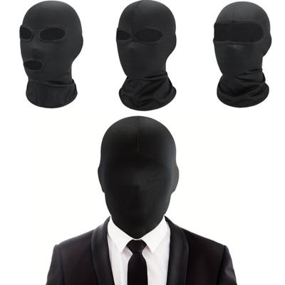 1pc Black Ski Mask Full Cover Balaclava Hat, Windproof Face Mask Elastic Breathable Head Scarf For Women & Men