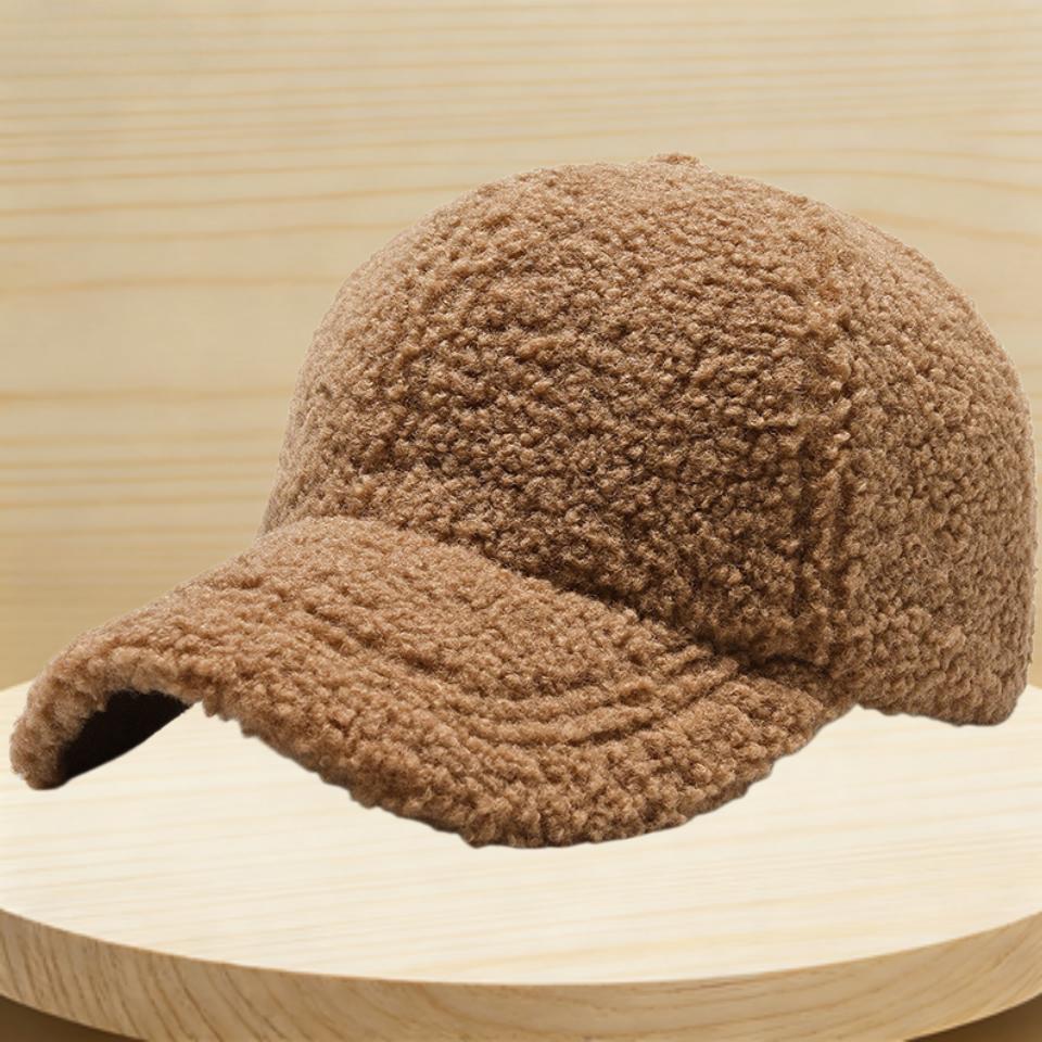 Winter Teddy Fleece Baseball Cap For Women Men Warm Plush Sherpa Baseball Hat Casual Adjustable Warmth Peaked Cap For Cold Weath