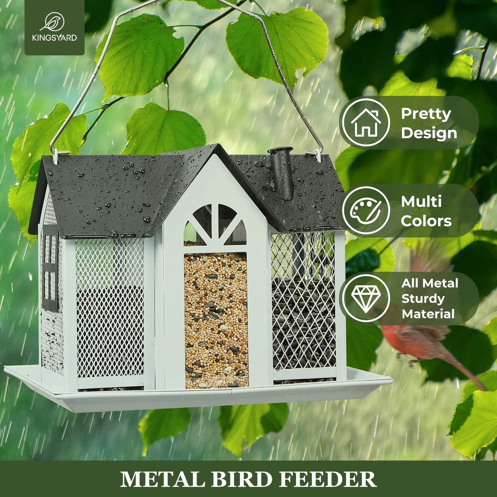 

Garden Yard Hanging Bird Feeder Metal House Design Squirrel Proof Hummingbird Feeder Pink