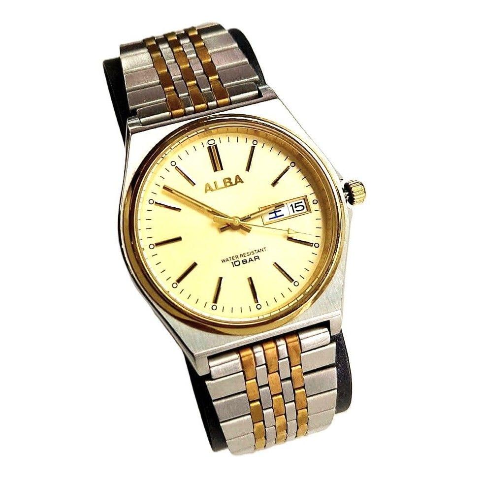 [Good condition] ALBA Quartz wristwatch, new battery, 10 ATM water resistant, gold x silver, working item