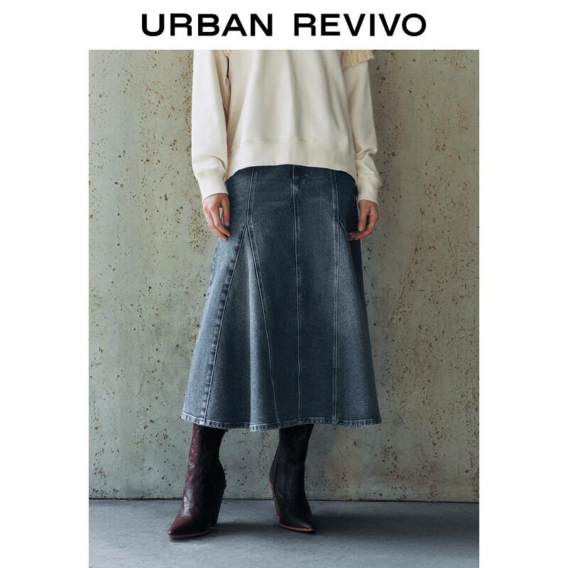 UR Women s Fashion Retro Washed Denim A-Line Skirt XXS
