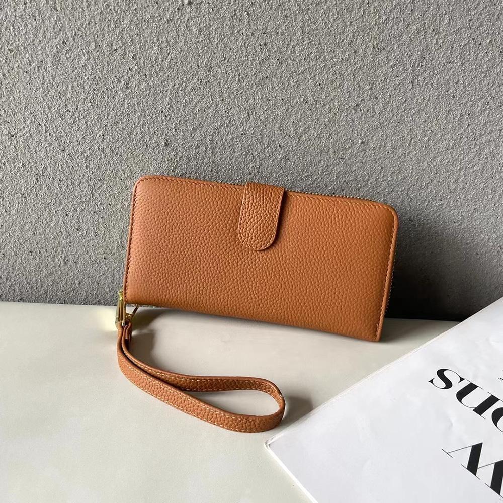 Long Genuine Leather Wallet Women First Layer of Cowhide Wallets High Capacity Clutch Bag Phone Purse For Ladies чёрный