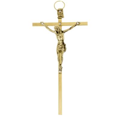 Hängendes Kreuz Messing, golden 5,5 x 11 cm