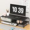 Dual Deck Computer Monitor Rising Holder Pc Screen Stand Bracket Desktop Keyboard Mouse Laptop Storage Organizer Riser Shelf