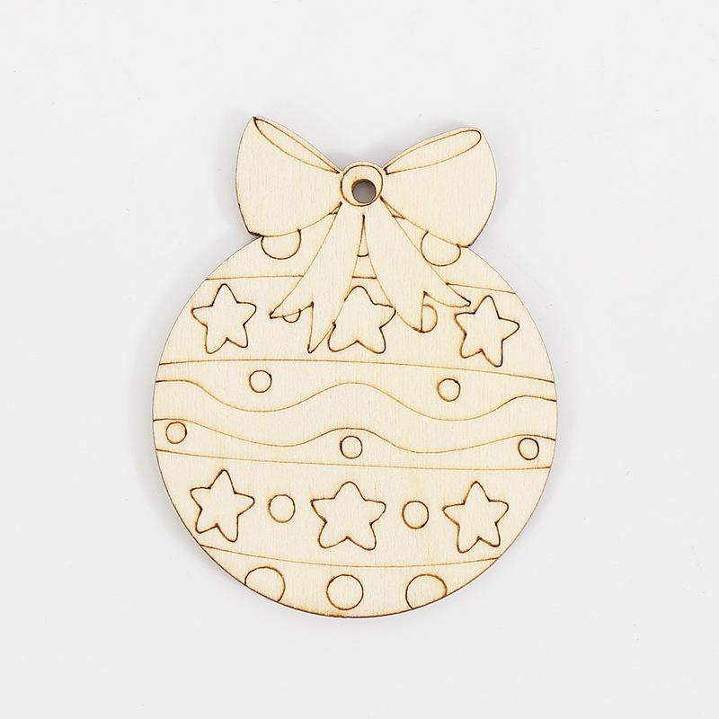 10Pcs Christmas Cartoon Pattern Colorless Wood Board & Hemp Rope - Manual Coloring Christmas Tree Pendant Christmas Decorations