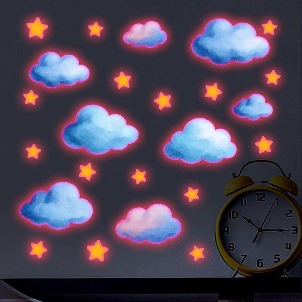 Creative Luminous Clouds Stars Kitchen Bathroom Living Room Bedroom Wall Beautification Stickers