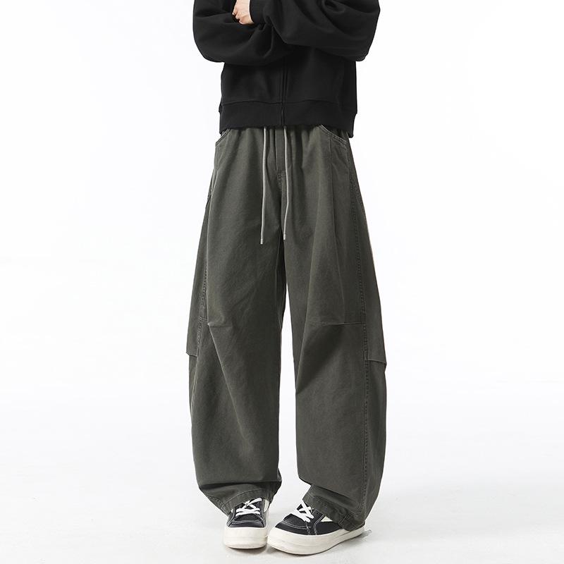 2026 Men s Elastic Waist Casual Wide Cargo Pants L