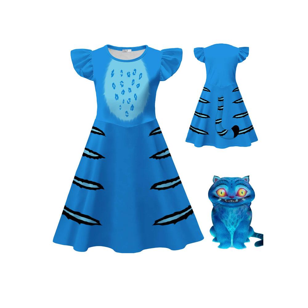 2026 New K-POP:Demon HuntersTiger Printed Girl Flying Sleeve Milk Silk Dress Festival Party Cosplay Costume