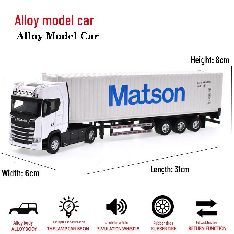 Scania Alloy Container Truck Model - Double-Layer Semi-Trailer Toy