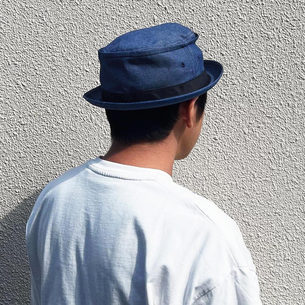 Basic Enchi Cotton Terrapinch Pork Pie Available In Plus Shallow One Size Fits for Men and Women Hat, Sizes, Cut, Cotton, Terrapinch, All, (INDIGO)