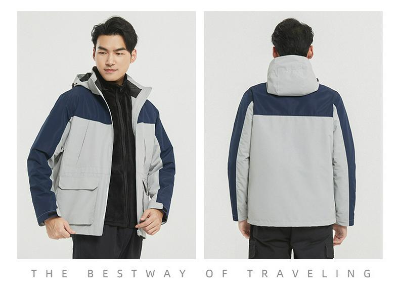 Unisex Wasserdicht Winddicht 3-in-1 Abnehmbares Jacken-Set: Fleecegefüttert, Verdickt, Warme Outdoor-Oberbekleidung