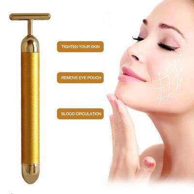 24k Gold  Roller Vibration Slimming Massager Facial Beauty Skin Care T Shaped Vibrating Tool
