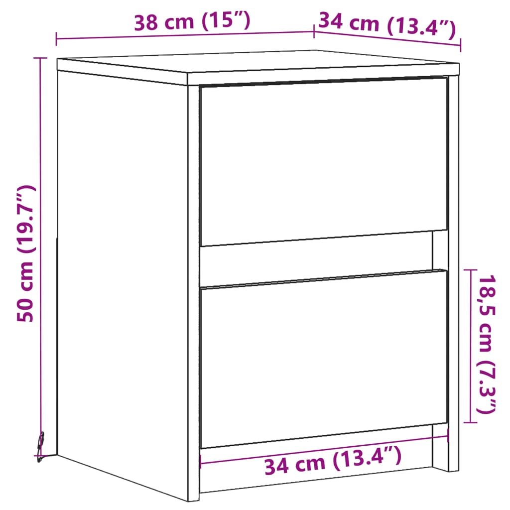Nightstands with LED Lights 2 pcs White Particleboard