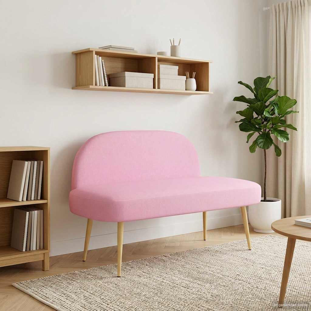 Padded Bench with Backrest Pink 110 X 60 X 76 Cm
