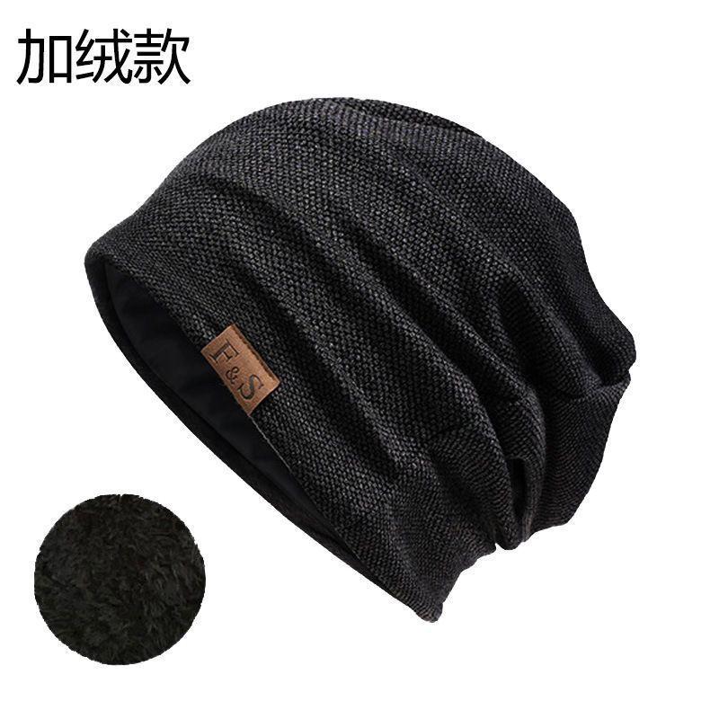 Pullover Cold Hat Women's Casual Winter Velvet Loose Leather Label Hat Knitted Hat Men's and Women's Outdoor Headgear