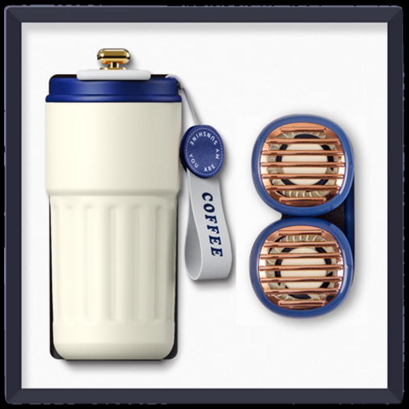 Smart LED Display Coffee Cup & Portable Neck Fan Set