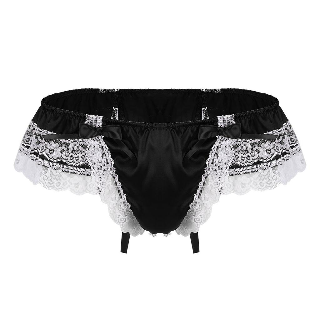 Sexy Mens Lace Briefs Open Butt Low  G-string Thong Underwear Panties