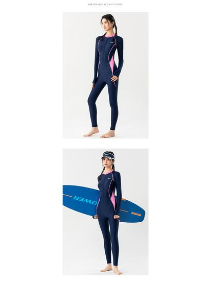 Bañador Deportivo de una Pieza de Manga Larga para Mujer Tallas Grandes 2024 con Protección Solar
