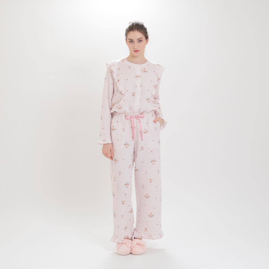 Pijama Căptușeală Bumbac Roz Shortcake [Narue] Set, Ținută, Pentru Femei,