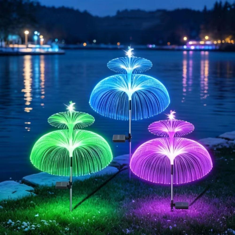 Colorful Outdoor Solar Light Waterproof Fiber Optic Lamp New Solar Jellyfish Lamp  Landscape Light