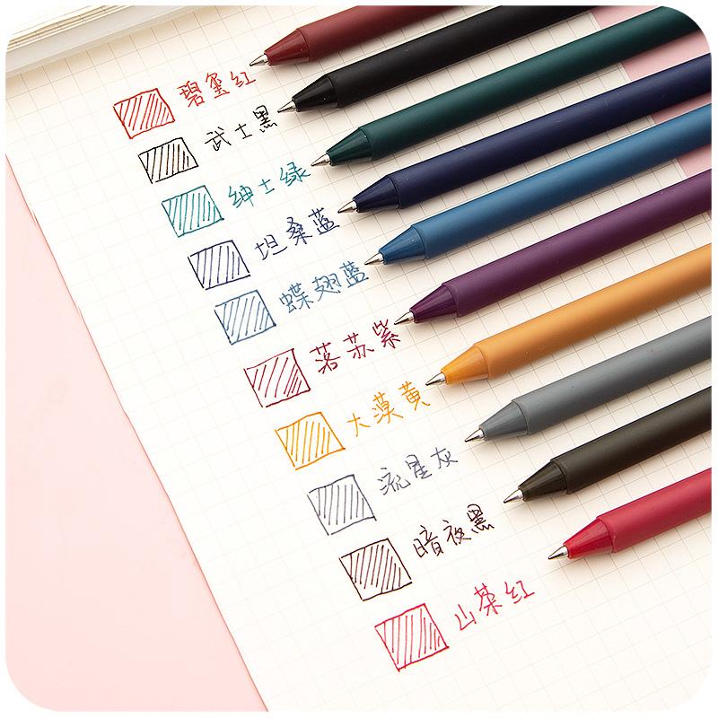5pcs Retro Color Pen Set Triangular Barrel Vintage Purple Gray Brown Gel Ink Pens for Marker Liner Office School Supplies A6727