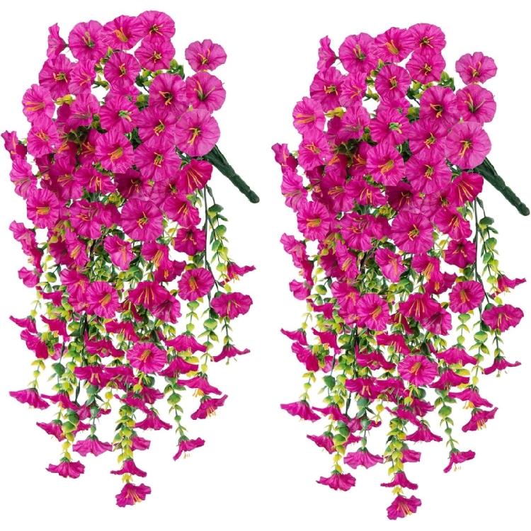 2pcs Decorative Artificial Morning Glory Flower Hanging  for Home and Garden Space