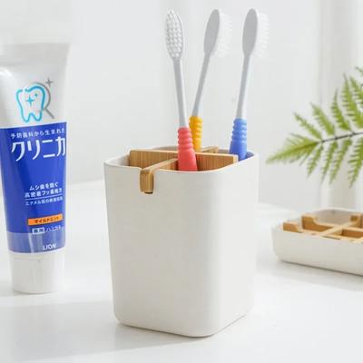 Portaspazzolini in Bambù Naturalmente Ecologico Porta Spazzolini da Denti da Bagno Antibatterico Vaso per Spazzolini Bicchiere Facile da Riporre