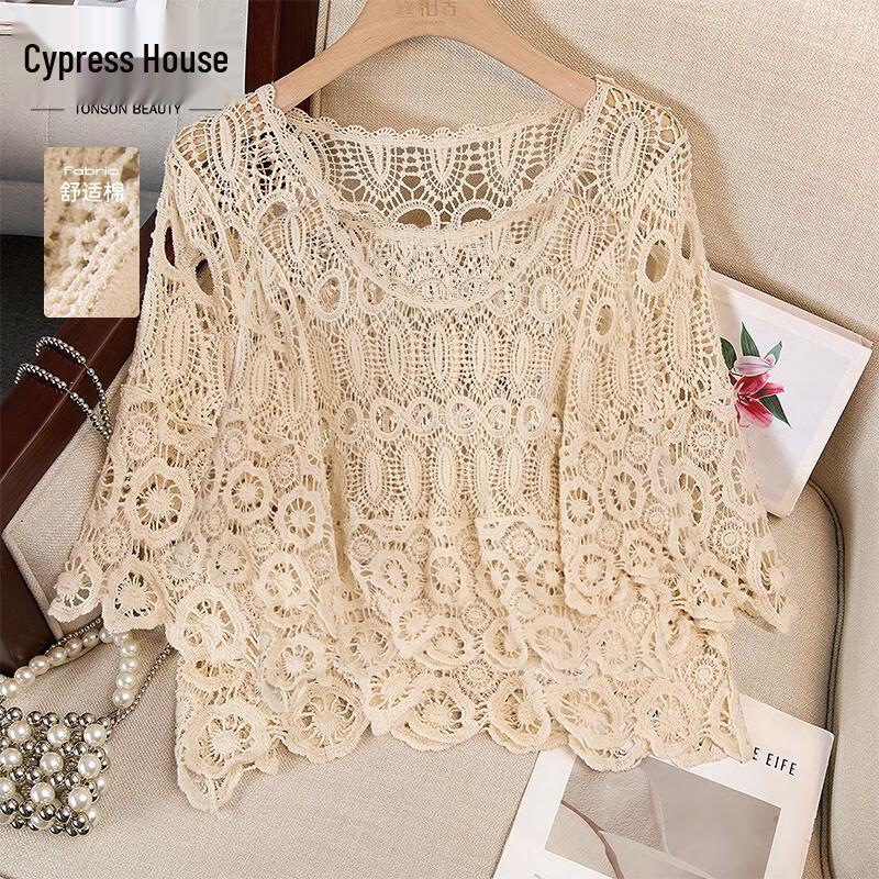 Women s Loose Fit Round Neck Knit Half Sleeve Top One Size