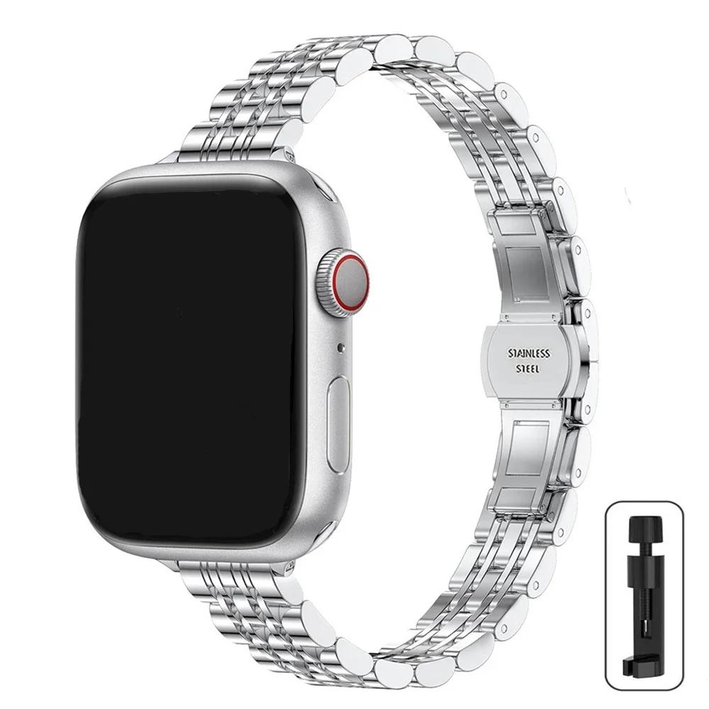 

Stainless Steel Strap For Apple Watch Ultra 2 Band 49mm 42mm 46mm Metal Bracelet iWatch Series 10 9 8 7 6 5 4 3 Women 45mm 41mm 38 40 41 s10-42mm срібний