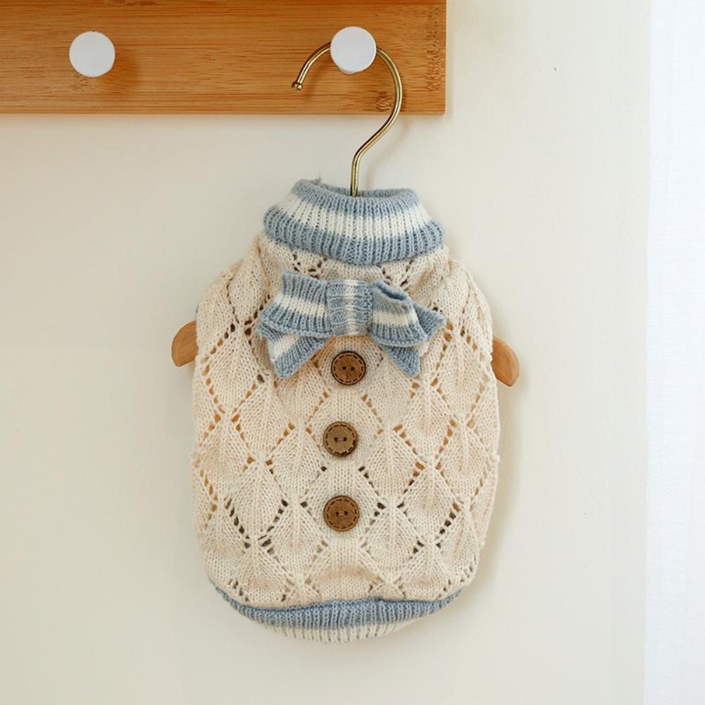 

Собачий свитер на Рождество для питомца кошки зимняя вязаная одежда теплая одежда с галстуком-бабочкой удобный праздничный костюм для маленьких собак кошек XS（old） синий