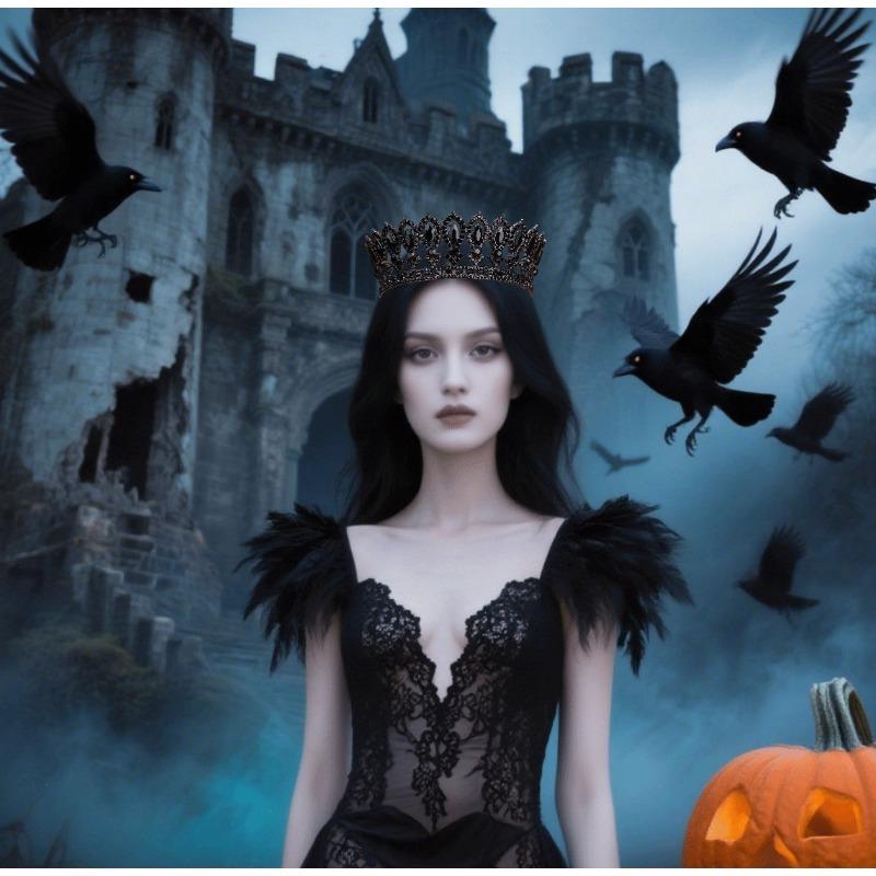 

Европейская и американская тиара для волос невесты, водный бриллиант, темный маскарад на Хэллоуин, костюм для бала, косплей, аксессуары-корона