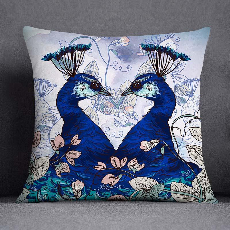 Dekorativní povlak na polštář se vzorem pavího peří Čtvercový povlak na polštář pro domácí kancelář Dekorativní povlak na polštář 45cm*45cm