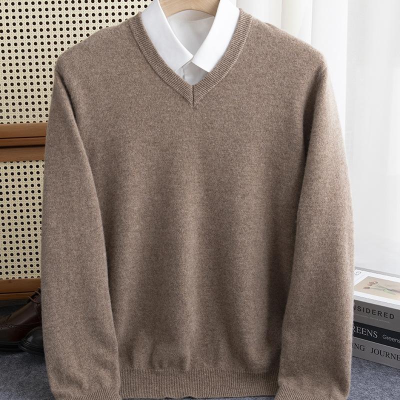 Pánský svetr z merino vlny svetr s výstřihem do V Podzim Zima Kašmír Teplý Pevný úplet Oblečení Business Spodní část Měkké topy