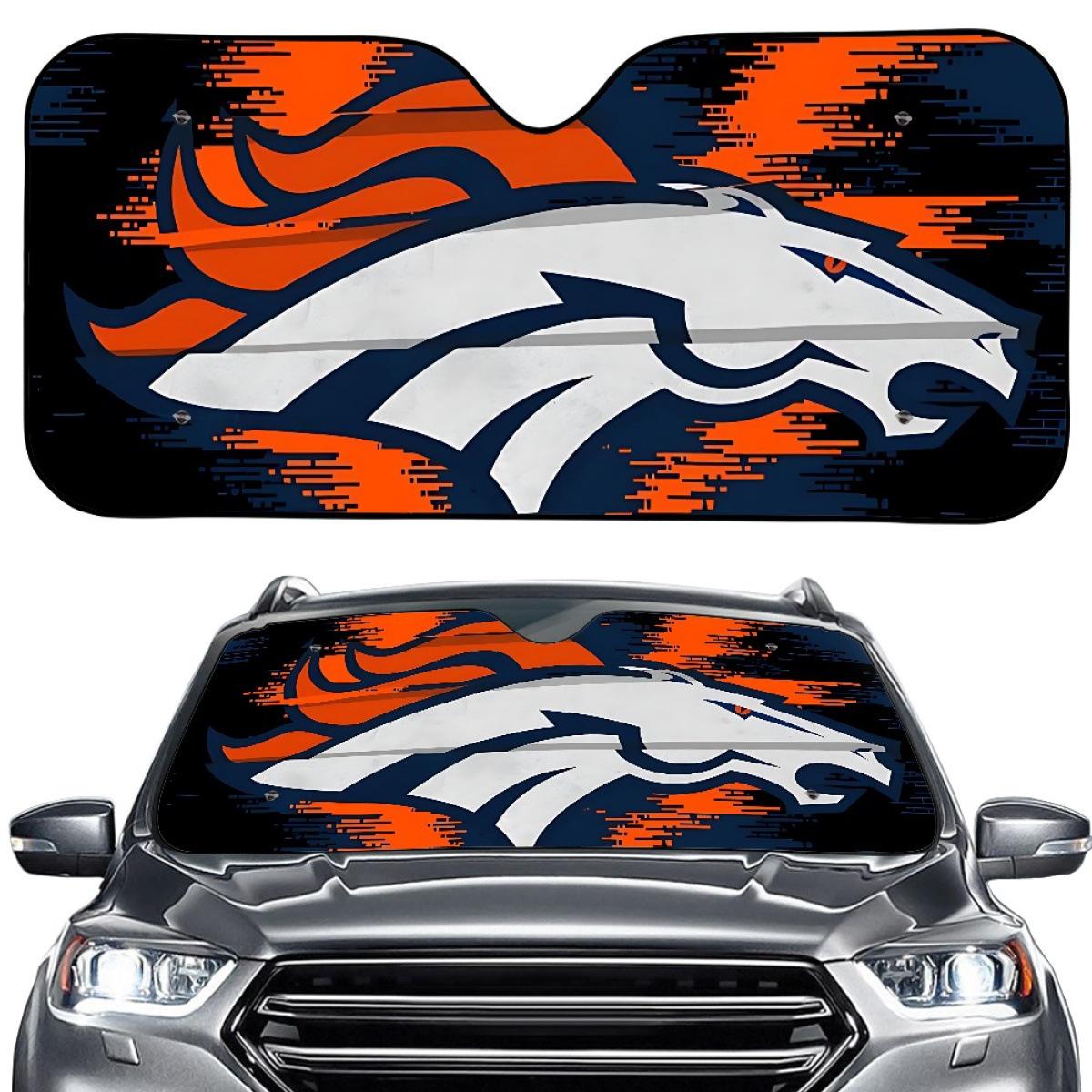 Denver Broncos Custom Sunshade with Suction Cups - Team Pattern Design