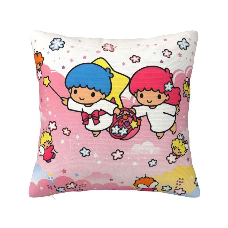 Sanrio Little Twin Stars Anime Cover 45x45cm Soft Lala Cartoon Kiki Cute Throw Pillow for Sofa Square Pillowcase Decoration