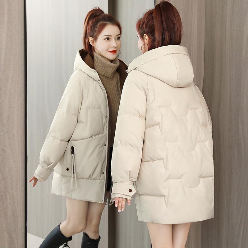

Down Cotton-padded Clothes Women s Medium and Long New Loose Bread Clothes Thickened Fashion Cotton-padded Clothes Casual Cotton-padded Jacket XXL (145-82.5 kg) білий