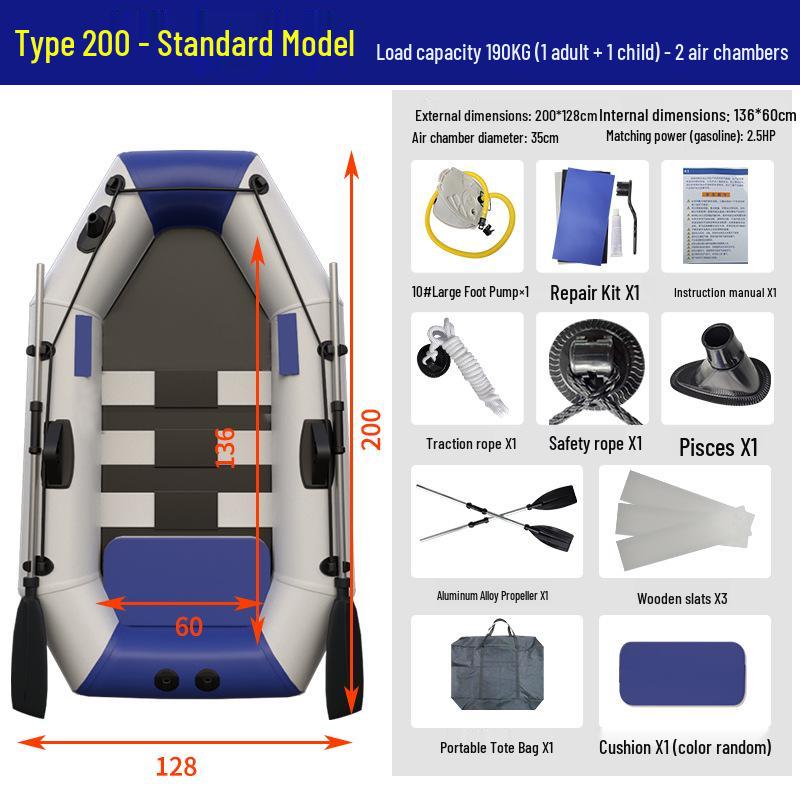 Durable Hard-Bottom Inflatable Rubber Dinghy Kayak for Fishing & Lifesaving