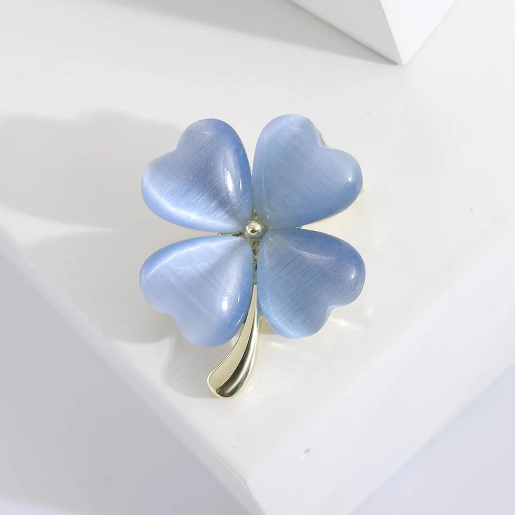 Enamel Four Clover Brooches for Women Unisex Rhinestone Botanical Pins Event Party Gifts Backpack Decoration Clothes Accessories
