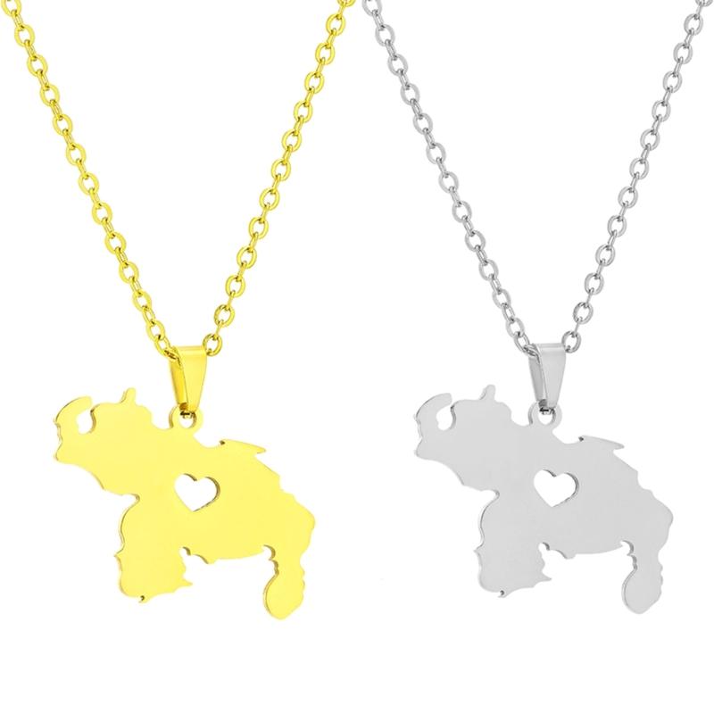 Venezuela Map Flag Pendant Necklace Country Outline Clavicle Chain Choker
