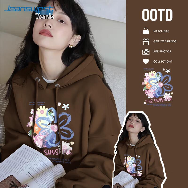 JEANSWEST Women's Graffiti Print Hooded Sweatshirt