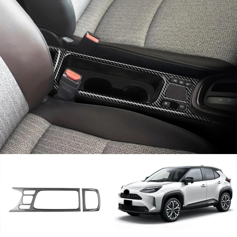 For Toyota Yaris Cross ABS Carbonfiber Interior Accessories Window Swtich Gear Shift Front Water Cup Panle Cover