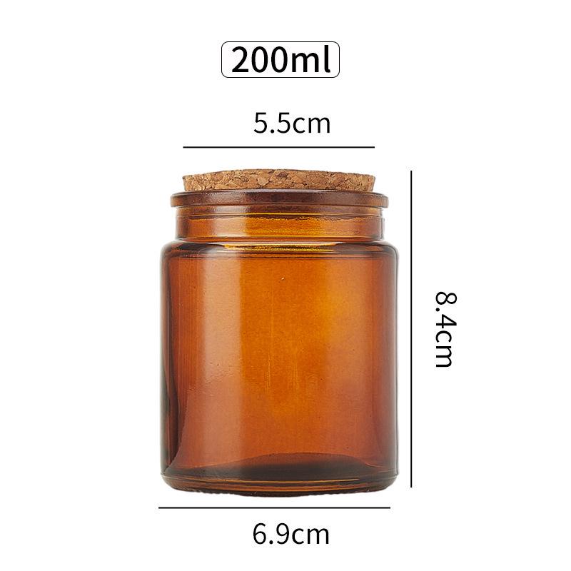 Mini Glass Aroma Candle Holder with Wooden Stopper, Available in 100ml & 200ml, Tea-Colored