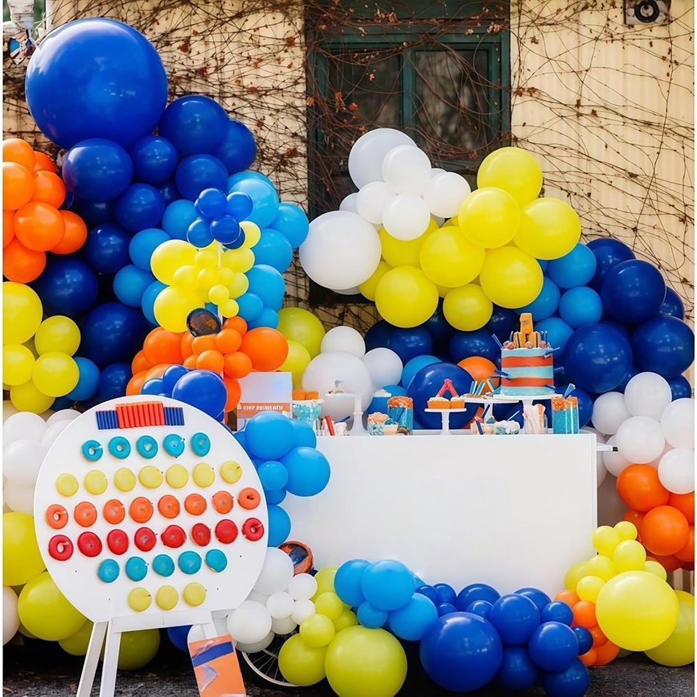 Royal Blue Yellow Orange Balloons Garland Blue Five Star Foil Globos Birthday Party Baby Shower Graduation Decoration Supplies