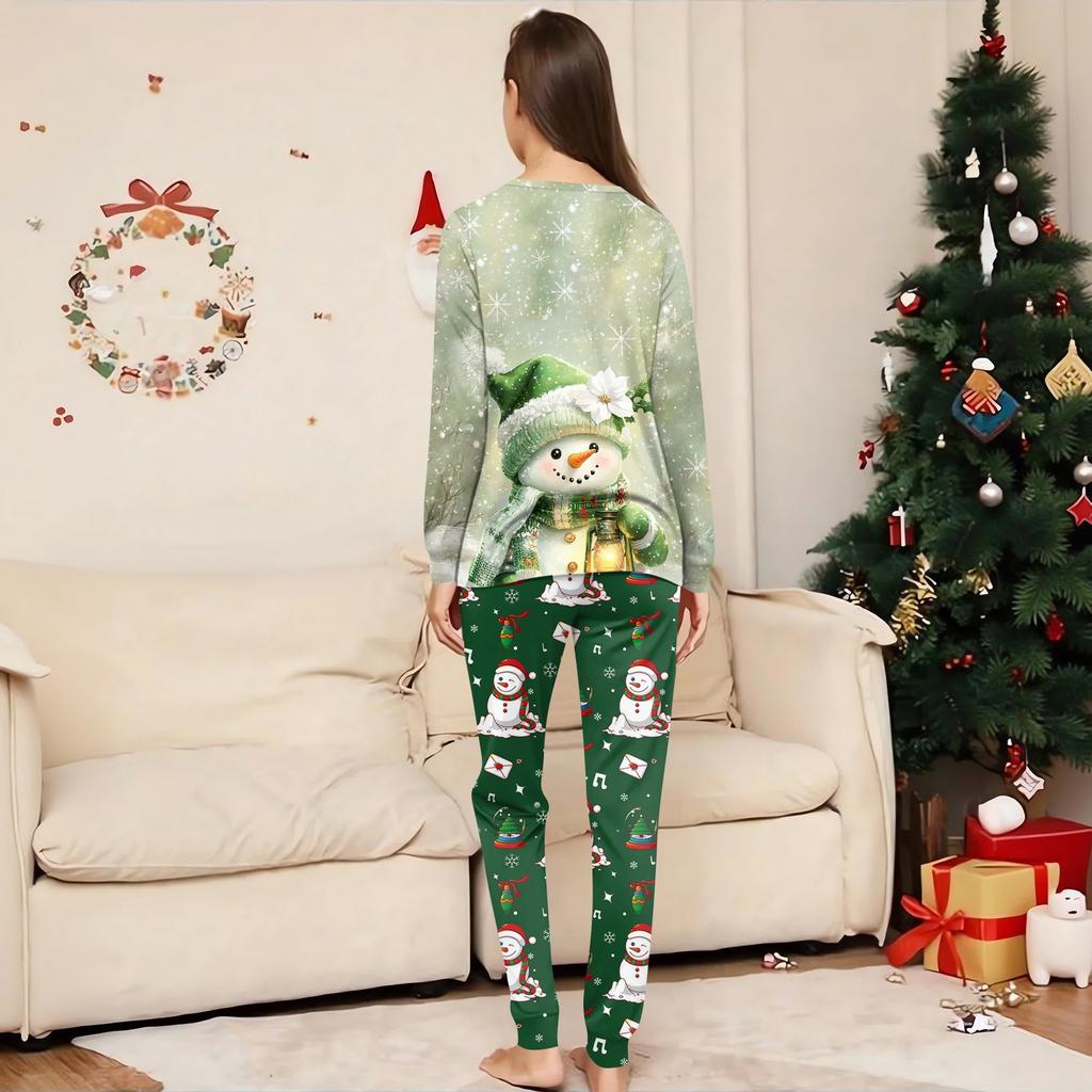 Family Matching Print Sets Pajamas Loungewear Outfits Family Matching Long Sleeve Tops+Pants Set