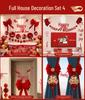 Wedding Double Happiness Decoration Set: Complete House & Hotel Room Decor with Garland for Bride