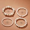 Set di 4 Braccialetti con Perle a Forma di Cuore e Perline per Donna