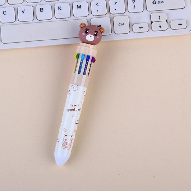 10 in 1 Multicolor Ballpoint Pen Lovely Bear Ballpoint Pen 0.5mm Multicoloured Pen Retractable Ballpoint Pen for School