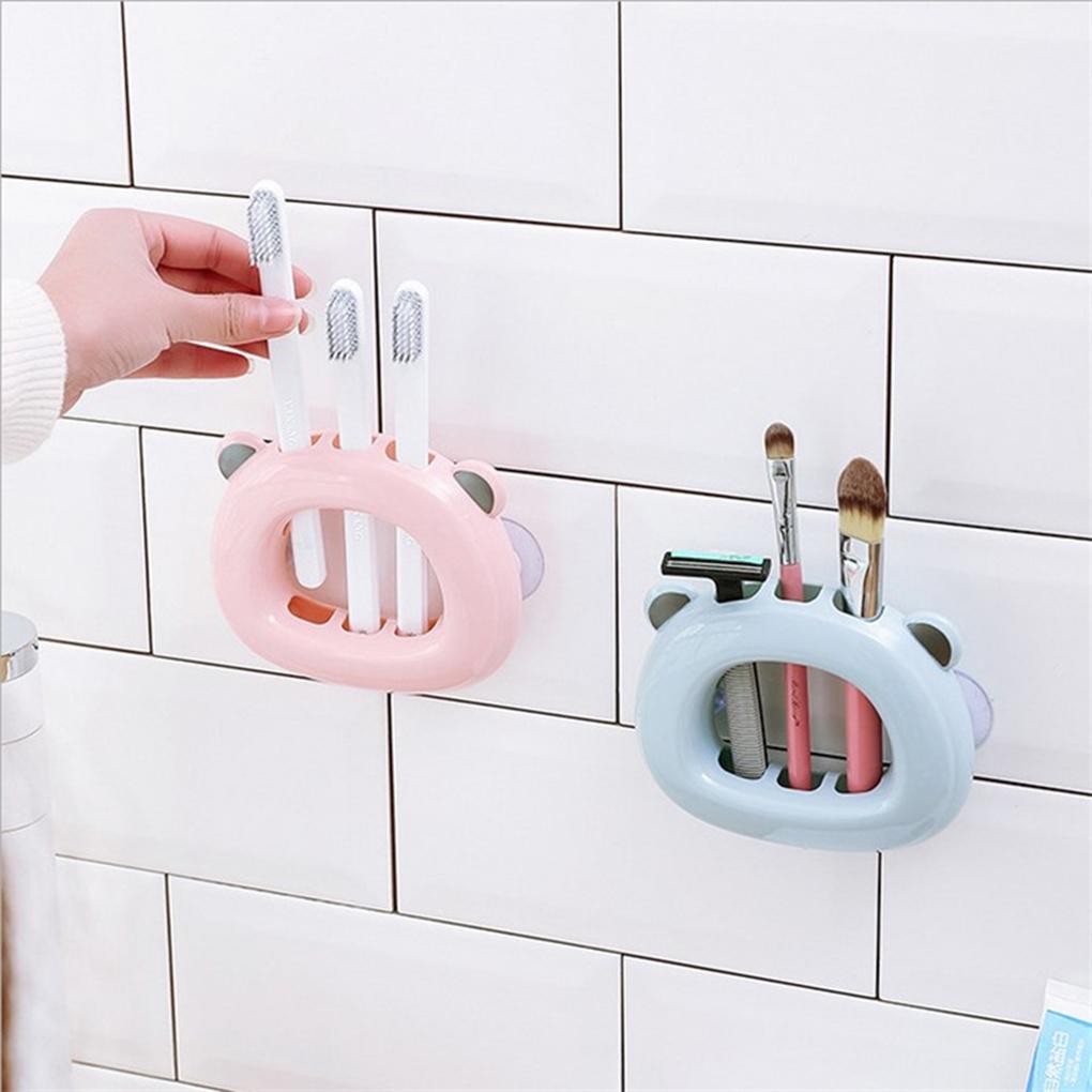 Cartoon Toothbrush Holder Wall Mount Sticker Bathroom Suction Cup For Kids