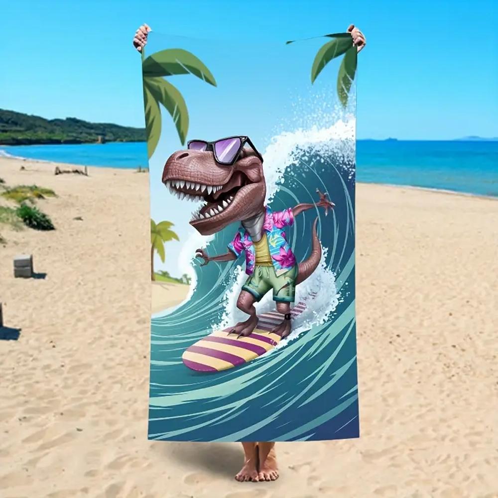 

Dinosaur Pattern Beach Towel, Digital Printing Thin Quick-Dry Anti-Sand Microfiber Lightweight for Swim Yoga Travel Gym Gift W40*H60(CM)